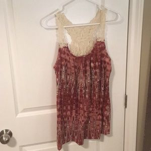 Tie dye and lace tank top